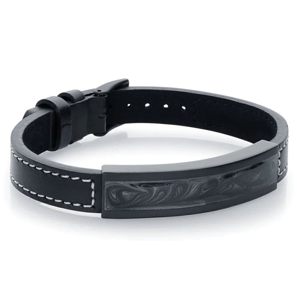 Italgem Stainless Steel Galaxy Plate Leather Bracelet Unisex